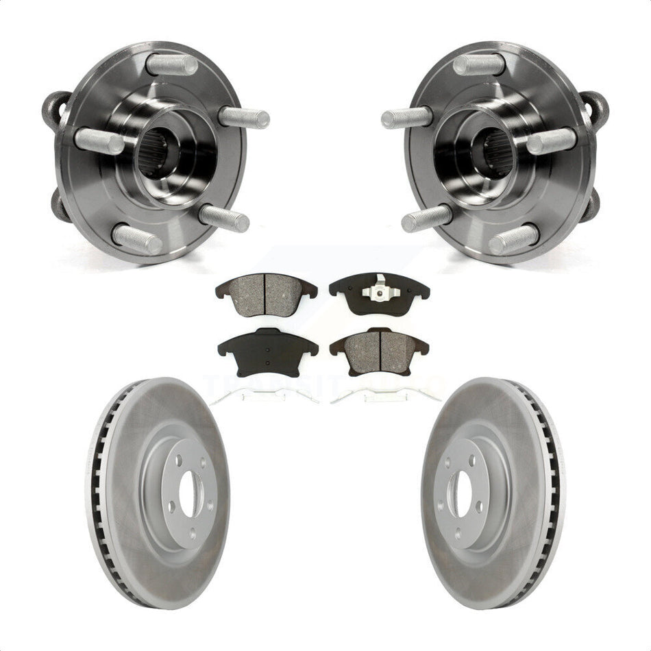 Front Hub Bearing Assembly With Coated Disc Brake Rotors And Semi-Metallic Pads Kit For 2019-2020 Ford Police Responder Hybrid SSV Plug-In KBB-116832