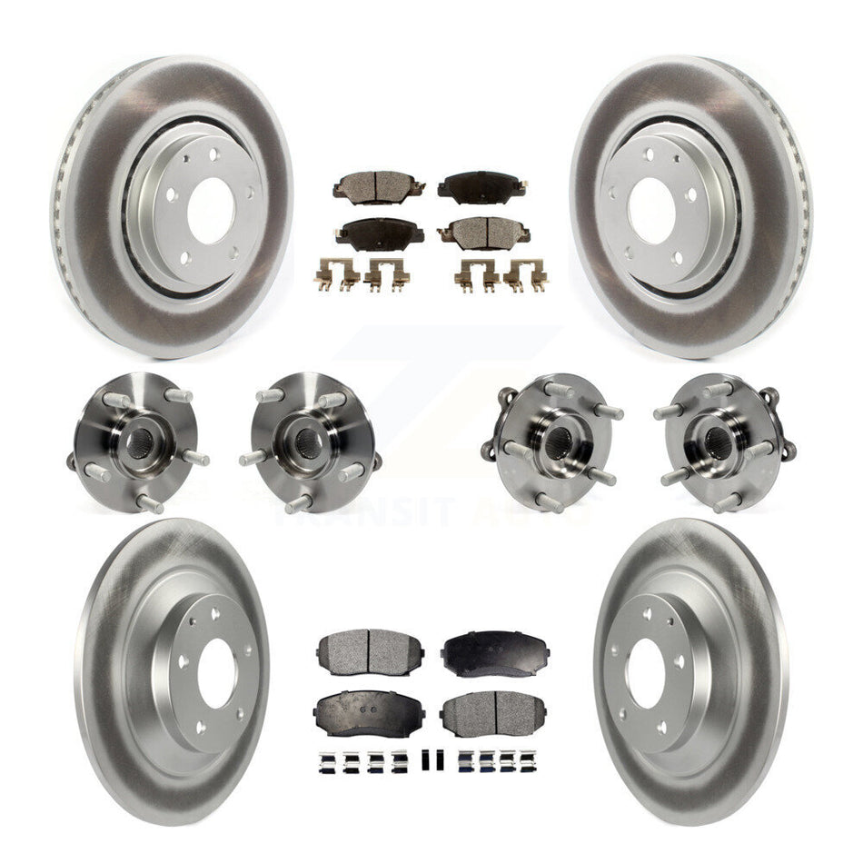 Front Rear Hub Bearings Assembly Coated Disc Brake Rotors And Ceramic Pads Kit (10Pc) For Mazda CX-5 KBB-116834