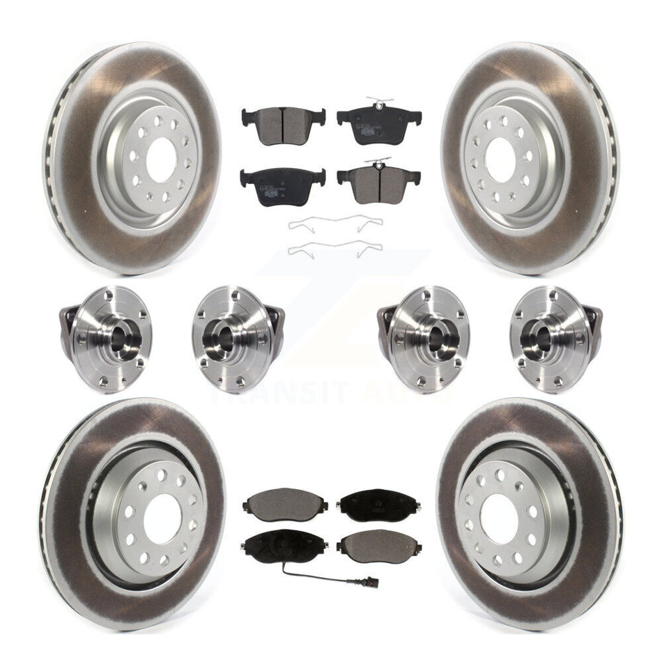 Front Rear Hub Bearings Assembly Coated Disc Brake Rotors And Ceramic Pads Kit (10Pc) For Audi Q3 Volkswagen Arteon KBB-116835