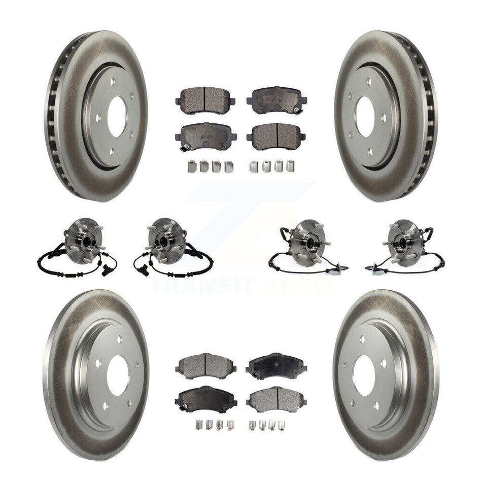 Front Rear Hub Bearing Coated Disc Brake Rotor & Pad Kit (10Pc) For 2012-2012 Dodge Grand Caravan Chrysler Town Country Ram C/V With Single Piston Caliper To 03/23/12 KBB-116838