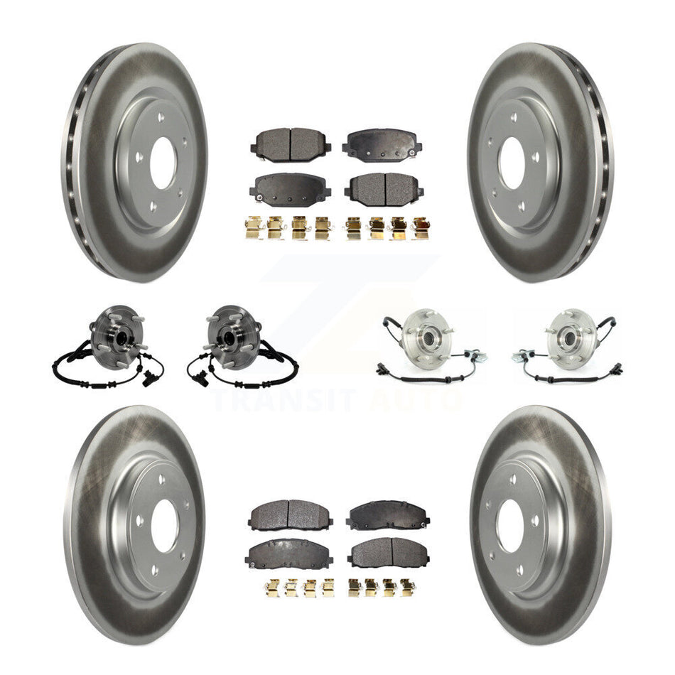 Front Rear Hub Bearings Assembly Coated Disc Brake Rotors And Ceramic Pads Kit (10Pc) For 2012 Volkswagen Routan With Dual Piston Caliper KBB-116840