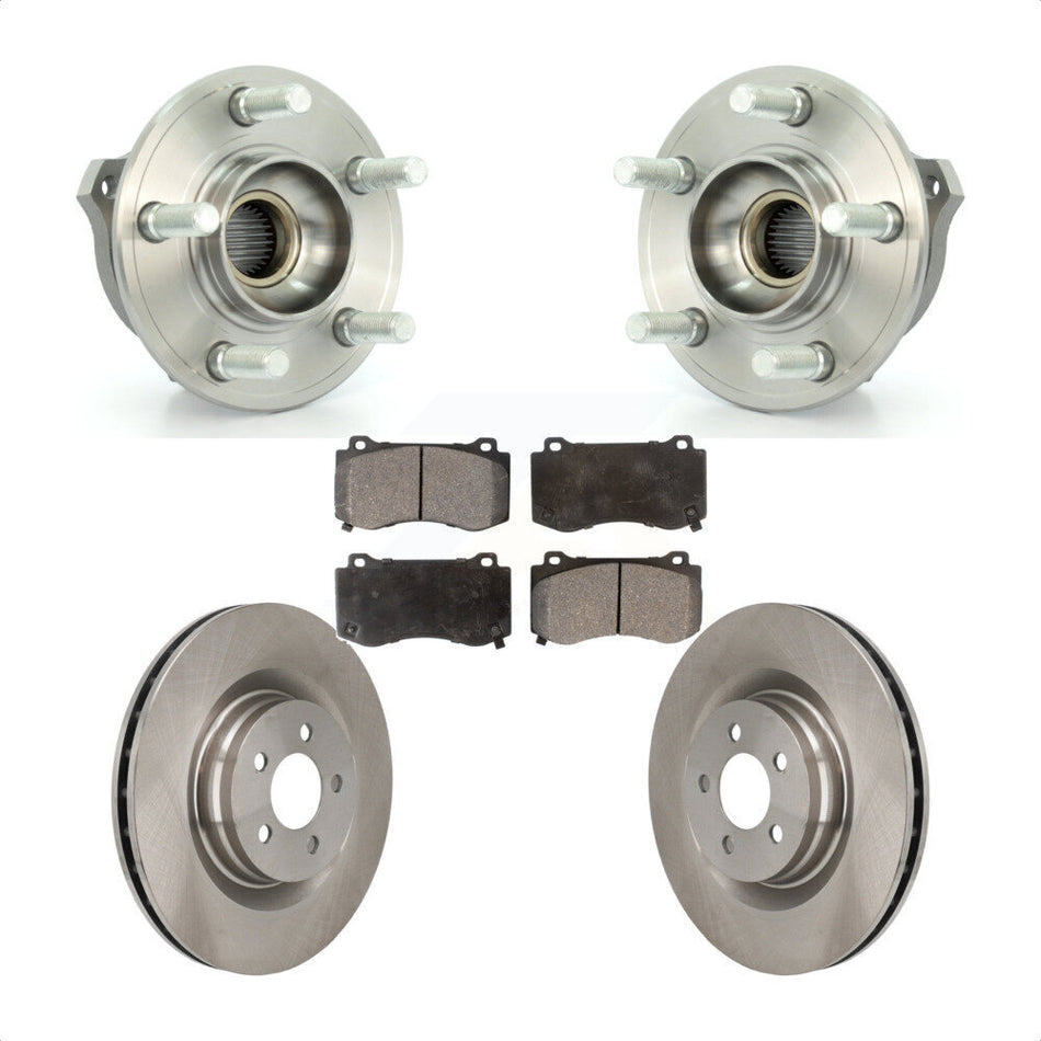 Front Hub Bearing Assembly With Disc Brake Rotors And Semi-Metallic Pads Kit For Dodge Challenger Charger Brembo Brakes GT with AWD KBB-116846