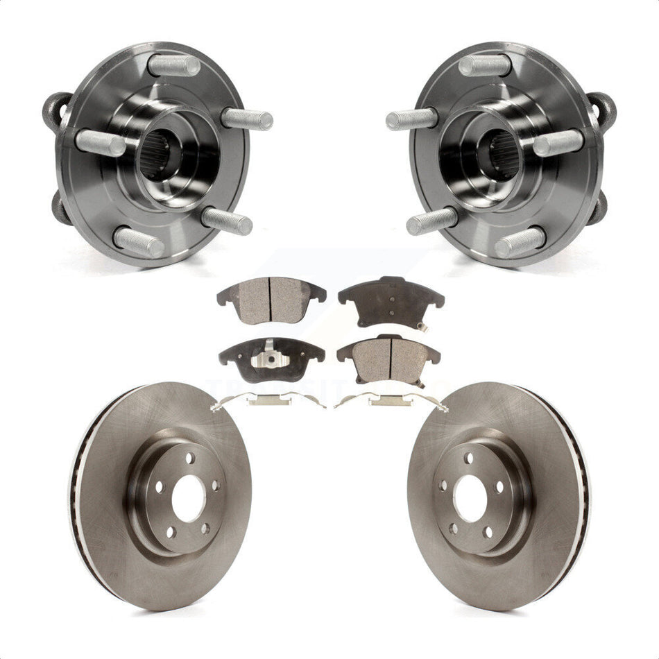 Front Hub Bearing Assembly With Disc Brake Rotors And Ceramic Pads Kit For 2019-2020 Ford Police Responder Hybrid SSV Plug-In KBB-116856
