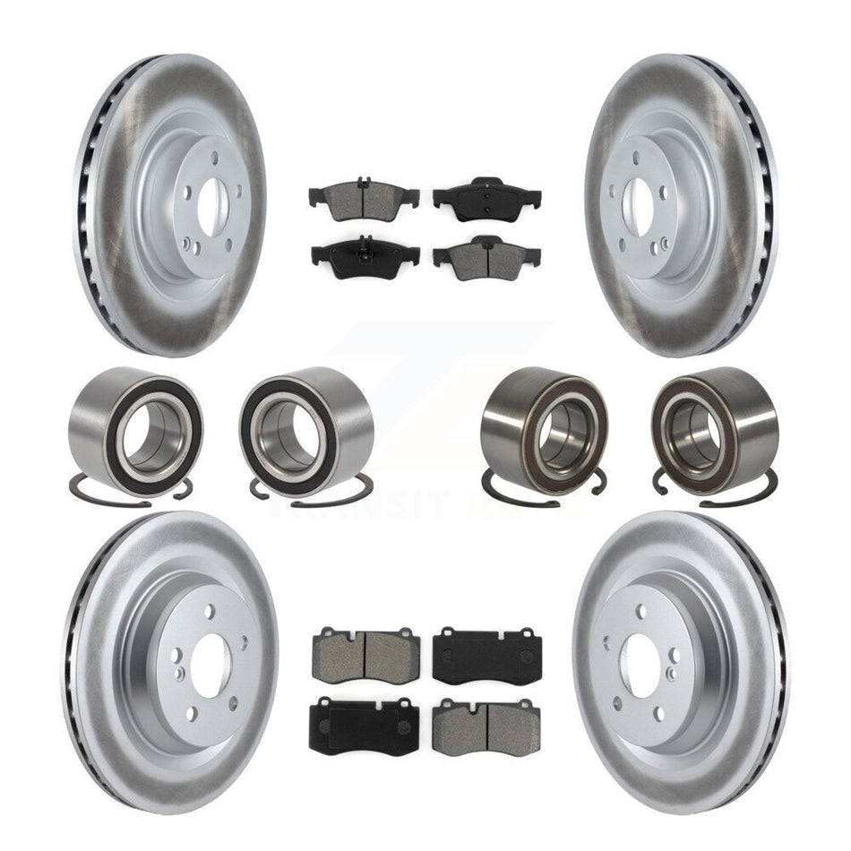 Front Rear Wheel Bearings Coated Disc Brake Rotors And Semi-Metallic Pads Kit (10Pc) For 2012 Mercedes-Benz S350 With Sport Package KBB-116867