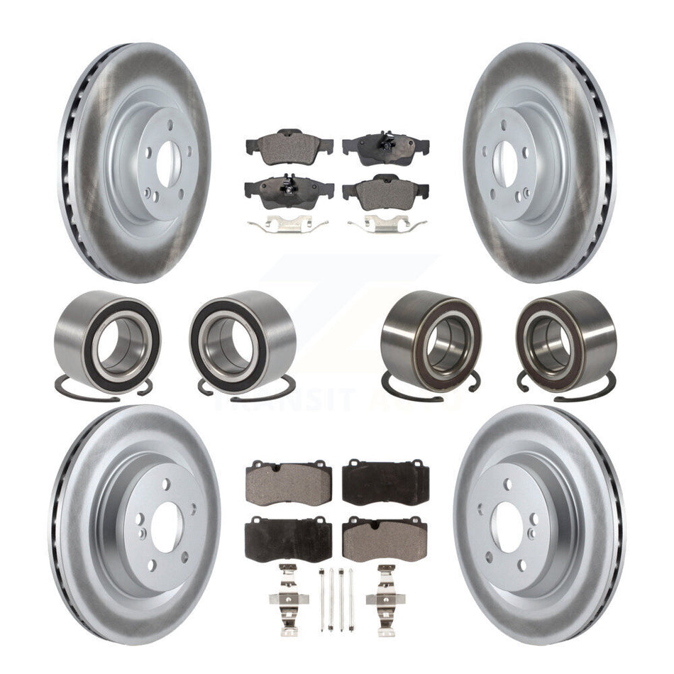 Front Rear Wheel Bearings Coated Disc Brake Rotors And Ceramic Pads Kit (10Pc) For 2012 Mercedes-Benz S350 With Sport Package KBB-116872