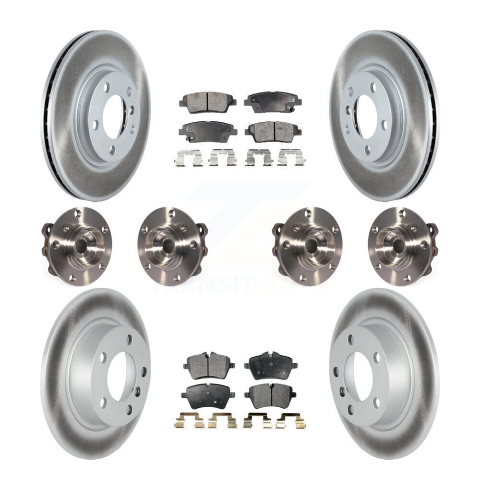 Front Rear Hub Bearings Assembly Coated Disc Brake Rotors And Semi-Metallic Pads Kit (10Pc) For Mini Cooper Countryman Paceman S ALL4 with AWD KBB-116889