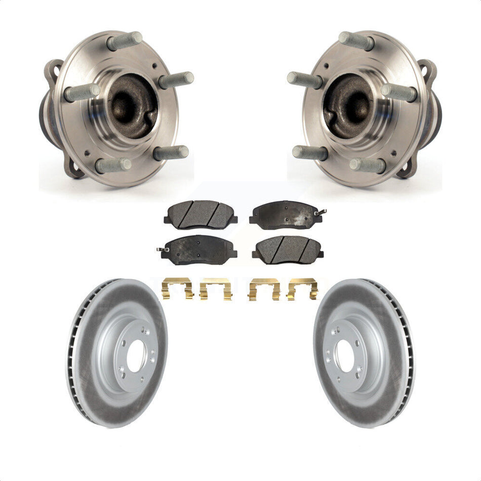 Front Hub Bearing Assembly With Coated Disc Brake Rotors And Semi-Metallic Pads Kit For 2009-2011 Hyundai Genesis 3.8L KBB-116900