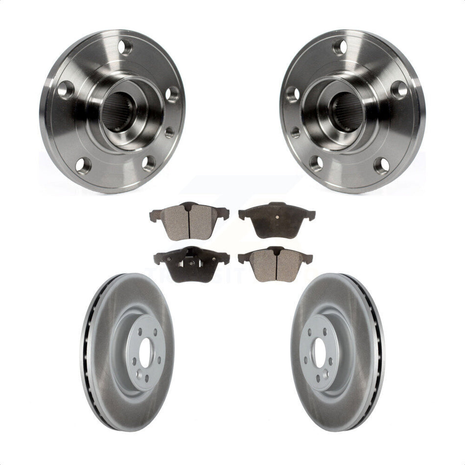 Front Hub Bearing Assembly With Coated Disc Brake Rotors And Semi-Metallic Pads Kit For Volvo S60 XC70 S80 V60 V70 336mm Diameter Rotor KBB-116901