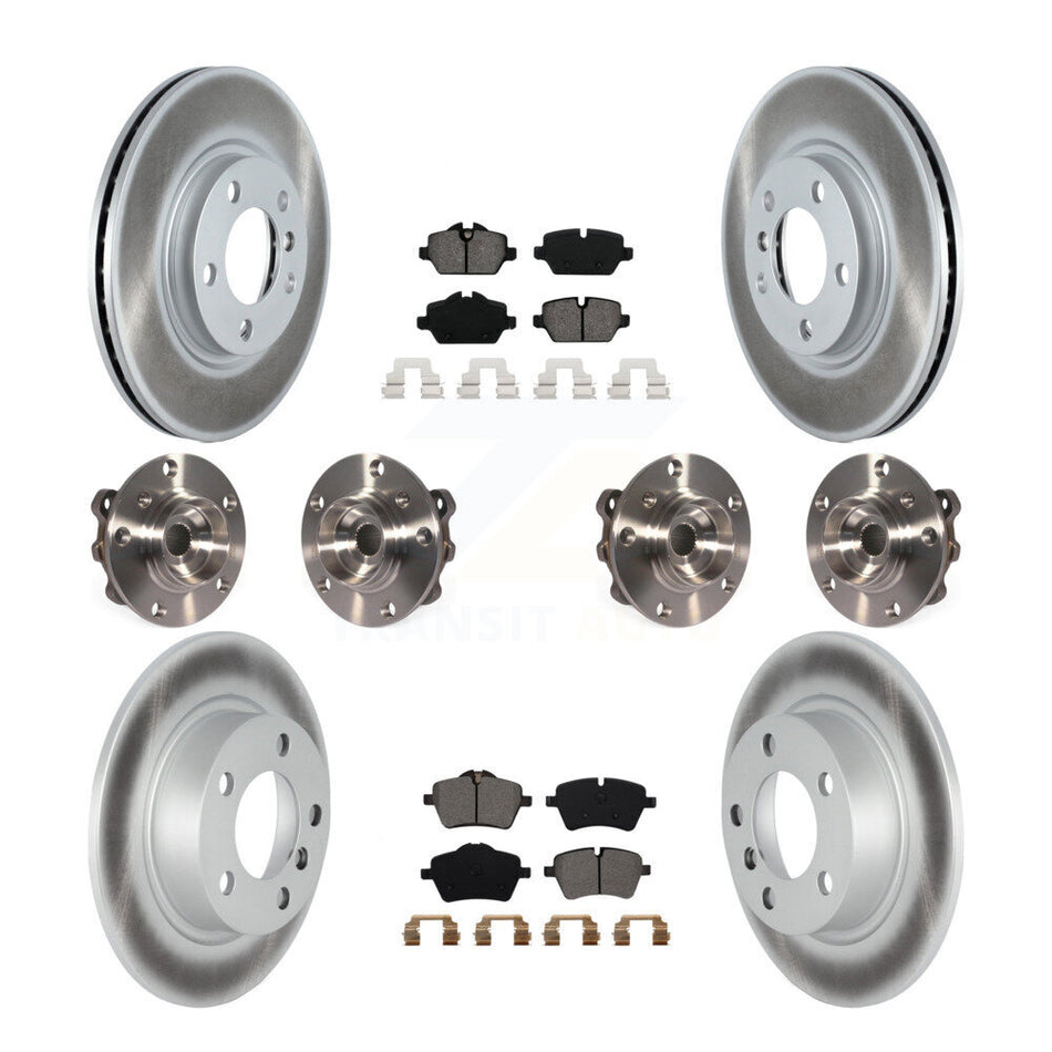 Front Rear Hub Bearings Assembly Coated Disc Brake Rotors And Semi-Metallic Pads Kit (10Pc) For Mini Cooper Countryman Paceman KBB-116903