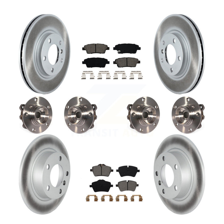 Front Rear Hub Bearings Assembly Coated Disc Brake Rotors And Semi-Metallic Pads Kit (10Pc) For Mini Cooper Countryman Paceman S ALL4 with AWD KBB-116904