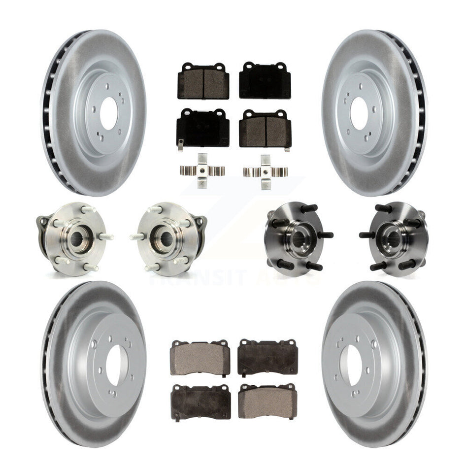 Front Rear Hub Bearings Assembly Coated Disc Brake Rotors And Ceramic Pads Kit (10Pc) For Mitsubishi Lancer KBB-116932