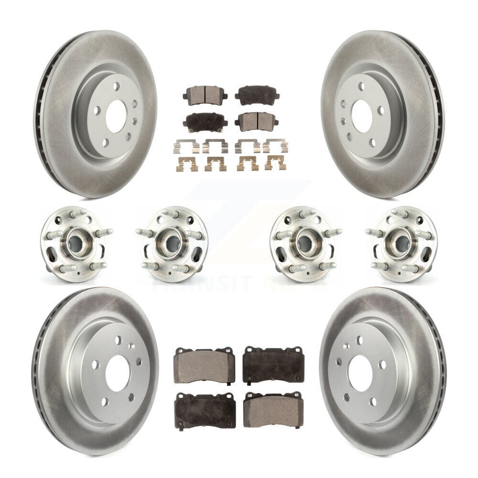 Front Rear Hub Bearings Assembly Coated Disc Brake Rotors And Ceramic Pads Kit (10Pc) For 2013-2016 Cadillac XTS Without Heavy Duty Brakes With 5 Lug Wheels KBB-116933