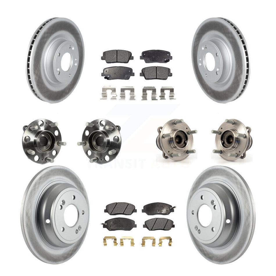 Front Rear Hub Bearings Assembly Coated Disc Brake Rotors And Ceramic Pads Kit (10Pc) For Hyundai Genesis 3.8L KBB-116935