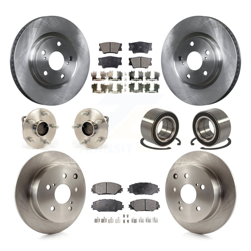 Front Rear Wheel Hub Bearings Assembly Disc Brake Rotors And Semi-Metallic Pads Kit (10Pc) For 2009 Pontiac Vibe GT with FWD 2.4L With Sport Suspension KBB-116984