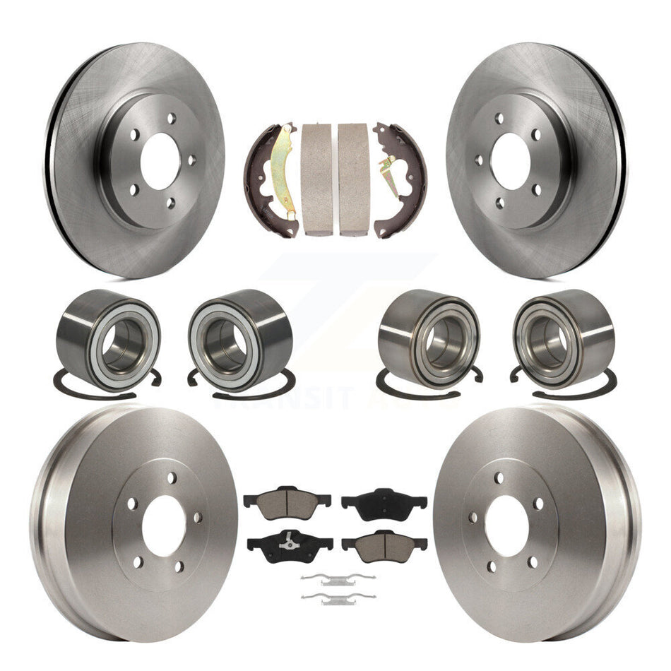 Front Rear Bearing Disc Brake Rotor & Pad Shoe Kit (10Pc) For Ford Escape Mercury Mariner KBB-117050