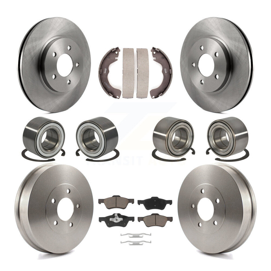 Front Rear Wheel Bearings Disc Brake Rotors And Ceramic Pads Shoes Kit (10Pc) For 2008 Mazda Tribute KBB-117051