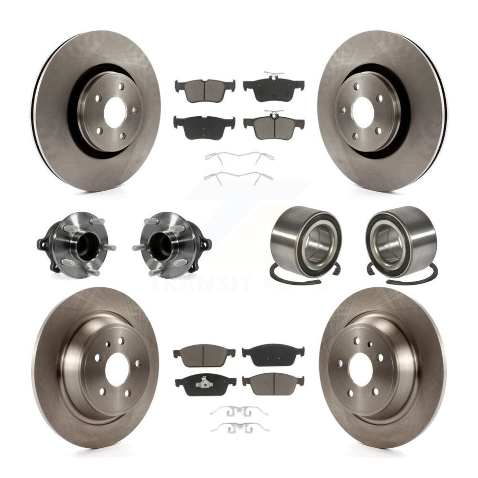 Front Rear Wheel Hub Bearings Assembly Disc Brake Rotors And Ceramic Pads Kit (10Pc) For Lincoln MKC KBB-117052