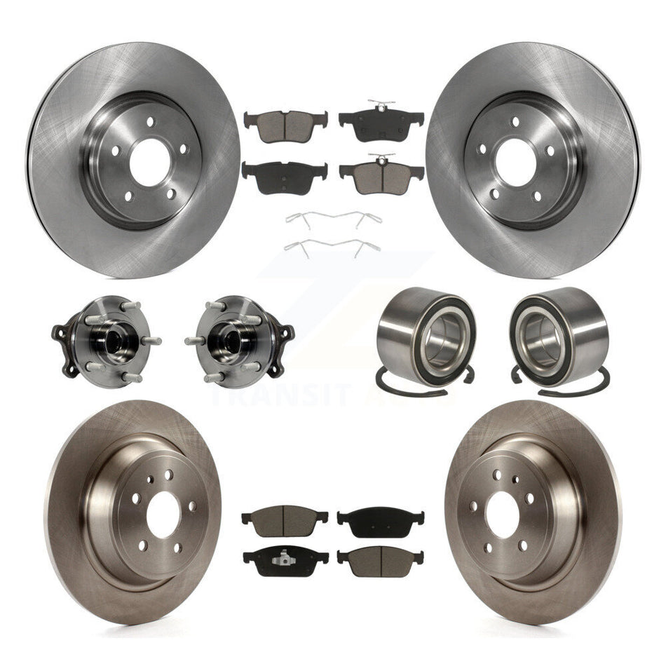 Front Rear Wheel Hub Bearings Assembly Disc Brake Rotors And Ceramic Pads Kit (10Pc) For Ford Escape Lincoln MKC KBB-117055
