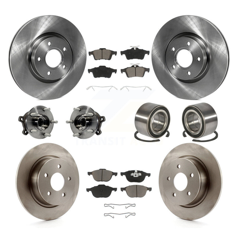 Front Rear Wheel Hub Bearings Assembly Disc Brake Rotors And Ceramic Pads Kit (10Pc) For 2015-2016 Ford Escape AWD with 2.5L KBB-117061