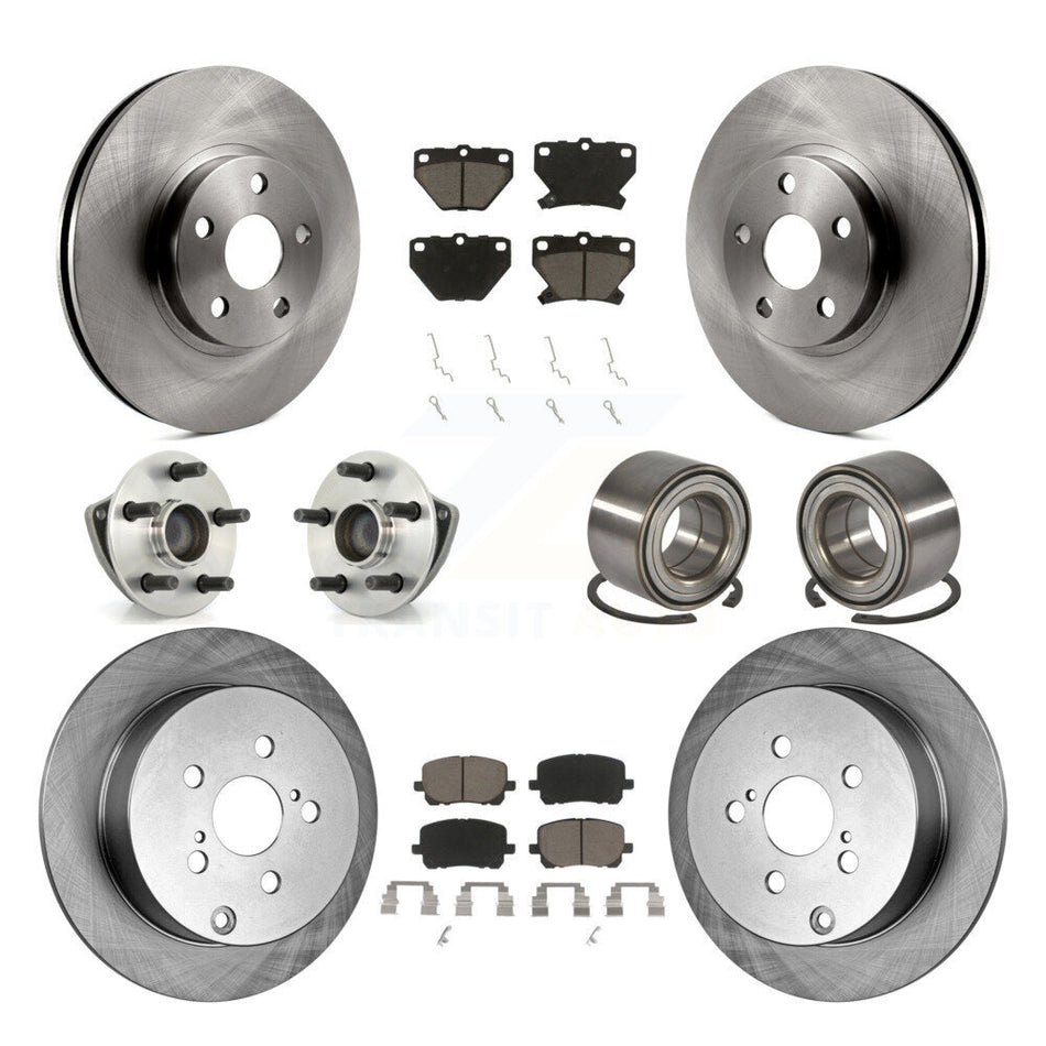 Front Rear Wheel Hub Bearings Assembly Disc Brake Rotors And Ceramic Pads Kit (10Pc) For Toyota Matrix Pontiac Vibe FWD with Non-ABS KBB-117062