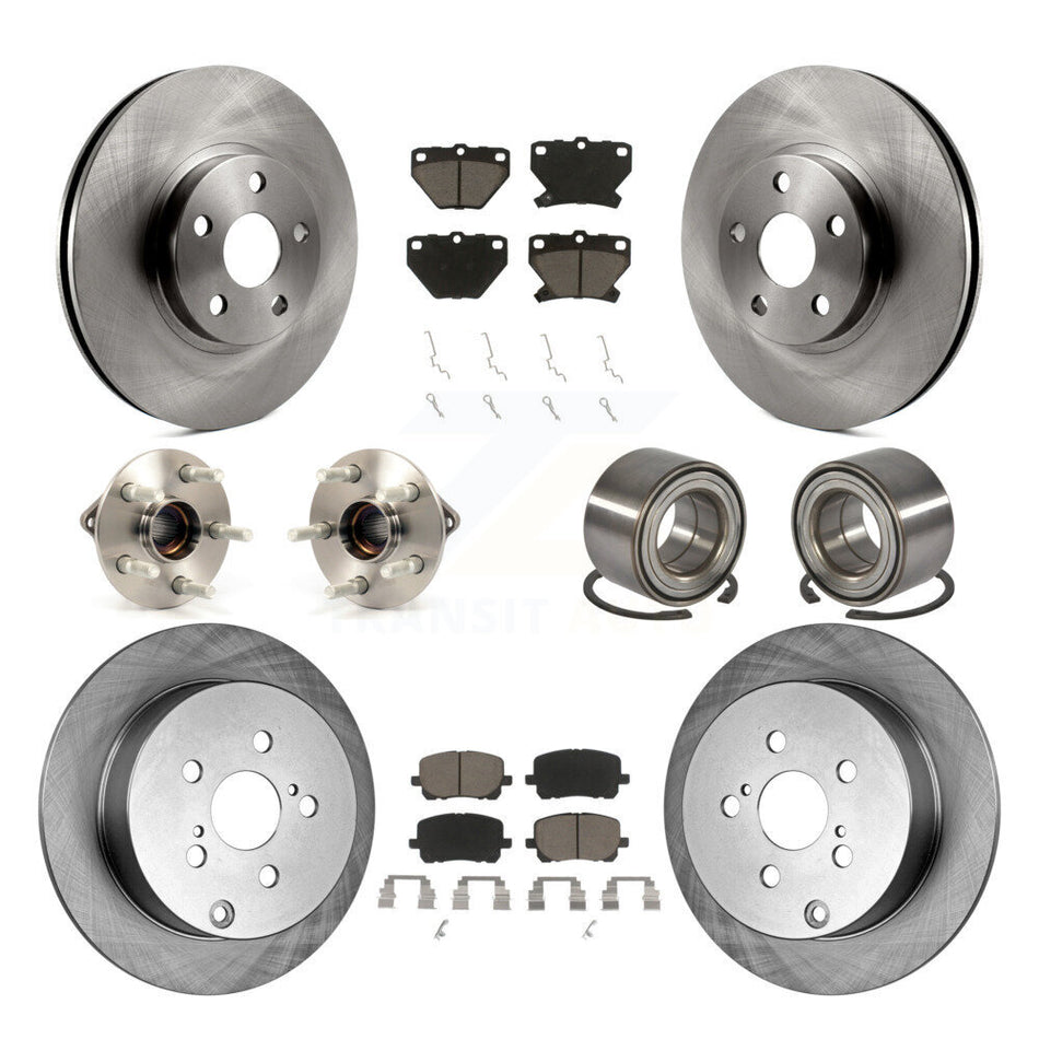 Front Rear Wheel Hub Bearings Assembly Disc Brake Rotors And Ceramic Pads Kit (10Pc) For 2003-2006 Toyota Matrix Pontiac Vibe AWD KBB-117064