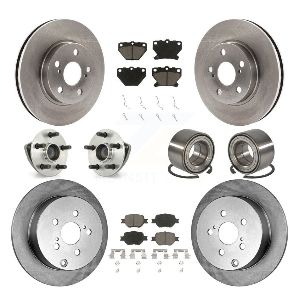 Front Rear Wheel Hub Bearings Assembly Disc Brake Rotors And Ceramic Pads Kit (10Pc) For 2001 Toyota Celica GT with Non-ABS KBB-117067