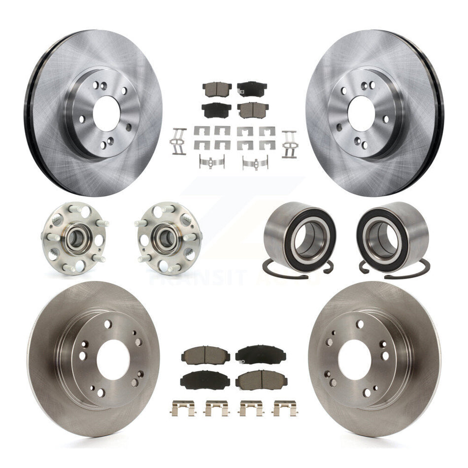 Front Rear Wheel Hub Bearings Assembly Disc Brake Rotors And Ceramic Pads Kit (10Pc) For Honda Accord KBB-117073