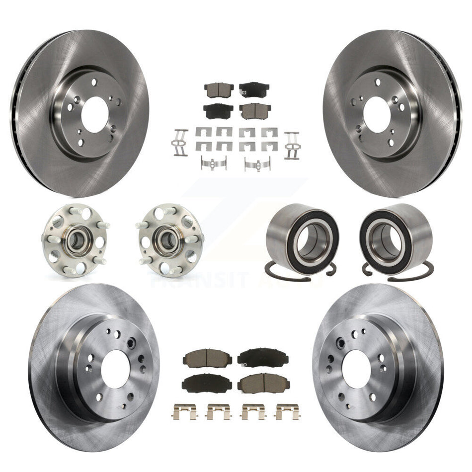 Front Rear Wheel Hub Bearings Assembly Disc Brake Rotors And Ceramic Pads Kit (10Pc) For 2004-2005 Acura TL Automatic transmission KBB-117077