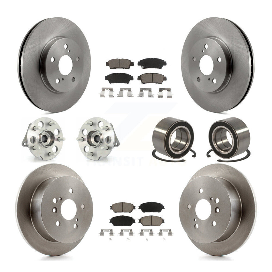 Front Rear Wheel Hub Bearings Assembly Disc Brake Rotors And Ceramic Pads Kit (10Pc) For 2004-2010 Toyota Sienna AWD KBB-117083