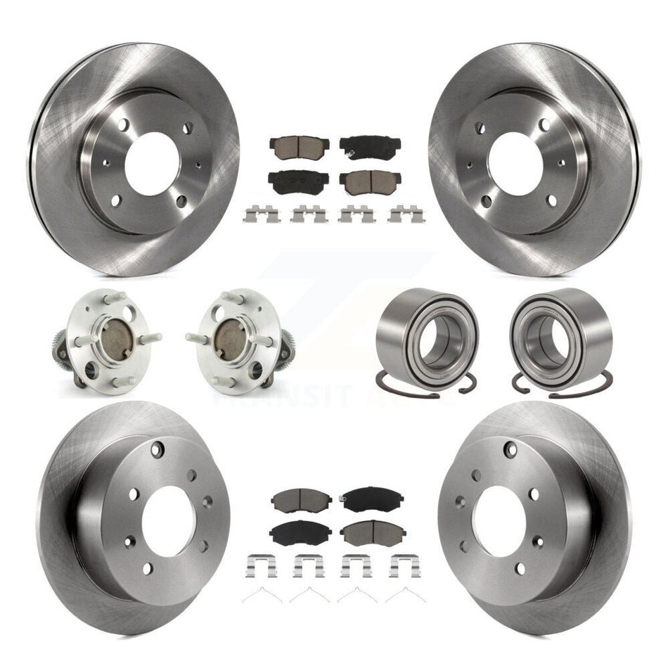 Front Rear Wheel Hub Bearings Assembly Disc Brake Rotors And Ceramic Pads Kit (10Pc) For Hyundai Sonata Non-ABS KBB-117089