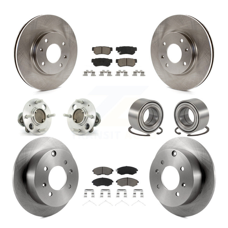 Front Rear Wheel Hub Bearings Assembly Disc Brake Rotors And Ceramic Pads Kit (10Pc) For 2004 Hyundai Sonata Non-ABS To 09 03 KBB-117091