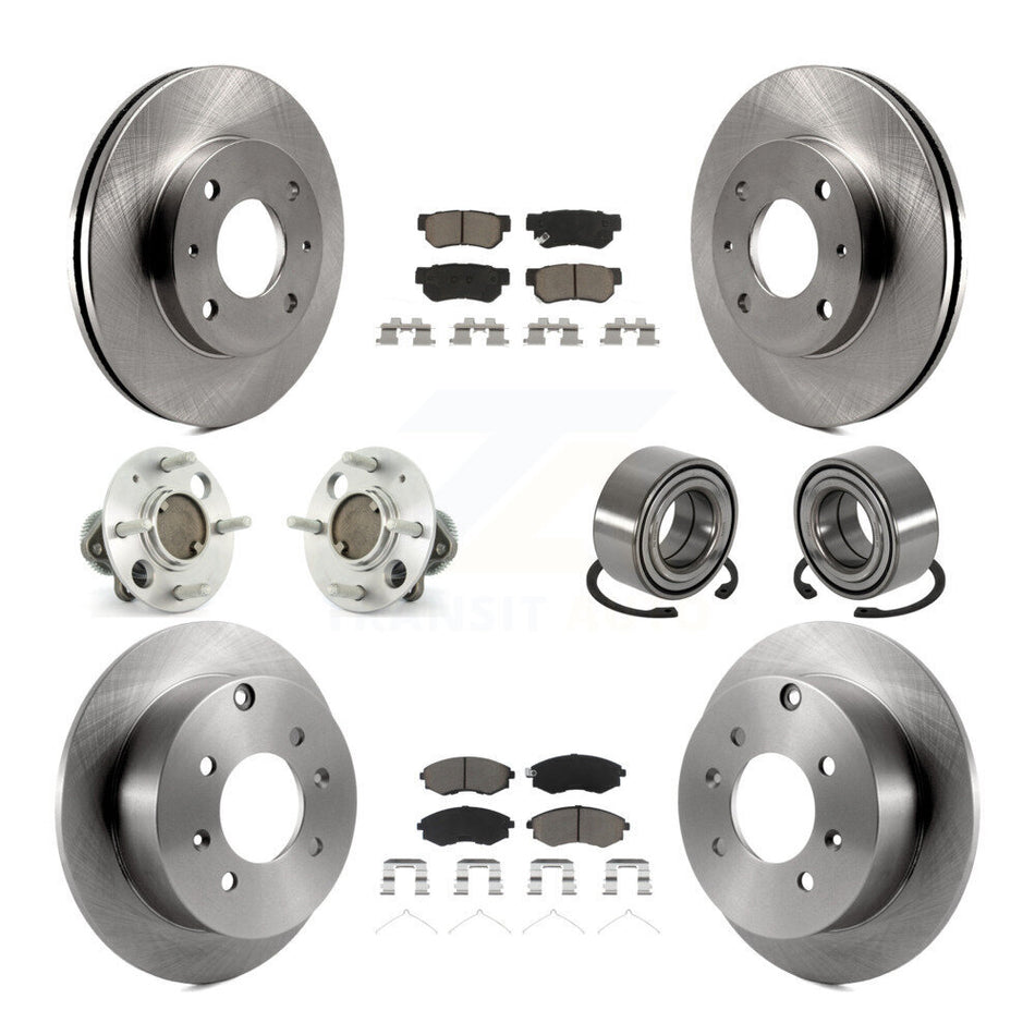 Front Rear Wheel Hub Bearings Assembly Disc Brake Rotors And Ceramic Pads Kit (10Pc) For Hyundai Sonata KBB-117093