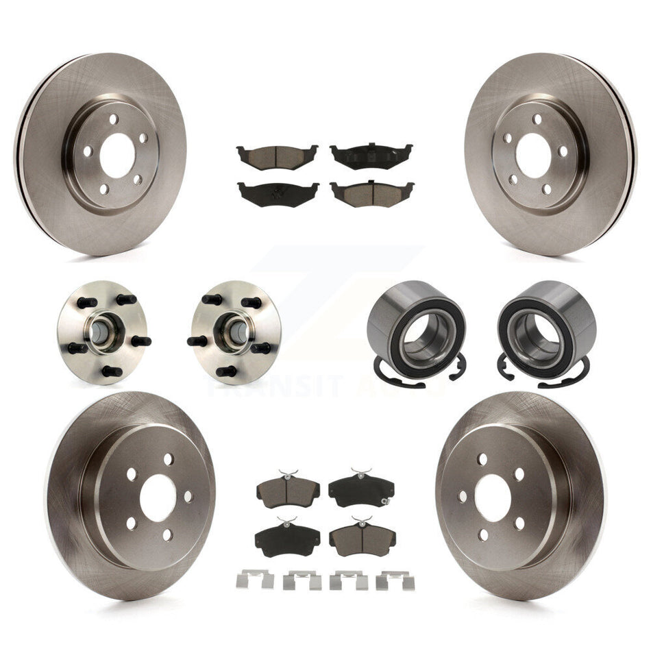 Front Rear Wheel Hub Bearings Assembly Disc Brake Rotors And Ceramic Pads Kit (10Pc) For Chrysler PT Cruiser Dodge Neon KBB-117105