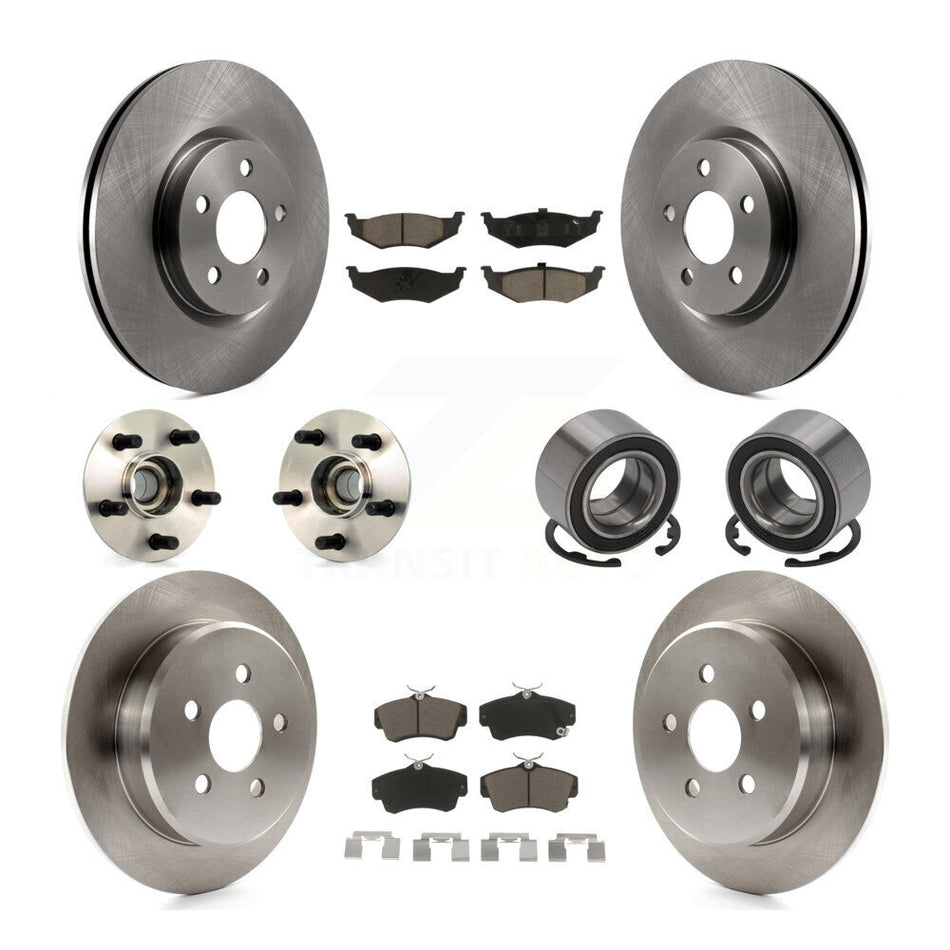 Front Rear Wheel Hub Bearings Assembly Disc Brake Rotors And Ceramic Pads Kit (10Pc) For 2003-2007 Chrysler PT Cruiser Naturally Aspirated KBB-117106
