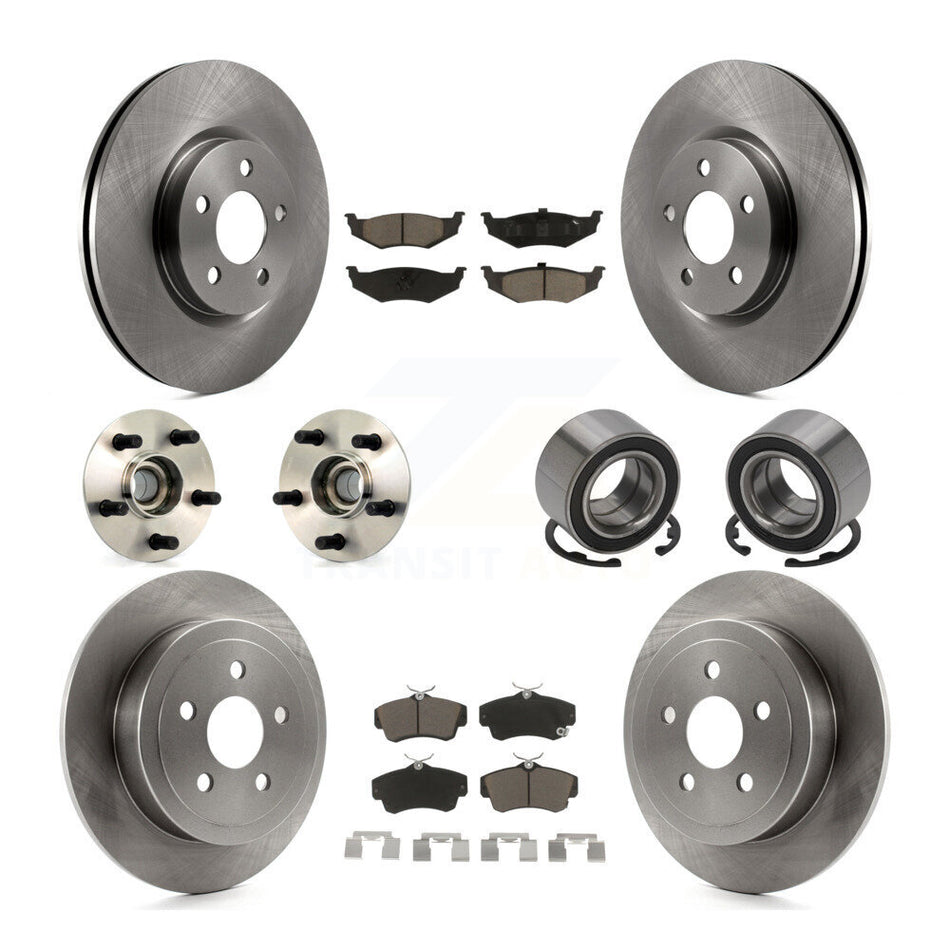 Front Rear Wheel Hub Bearings Assembly Disc Brake Rotors And Ceramic Pads Kit (10Pc) For Chrysler PT Cruiser KBB-117109