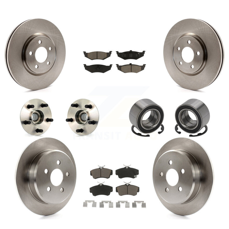 Front Rear Wheel Hub Bearings Assembly Disc Brake Rotors And Ceramic Pads Kit (10Pc) For 2007 Chrysler PT Cruiser Turbocharged KBB-117111