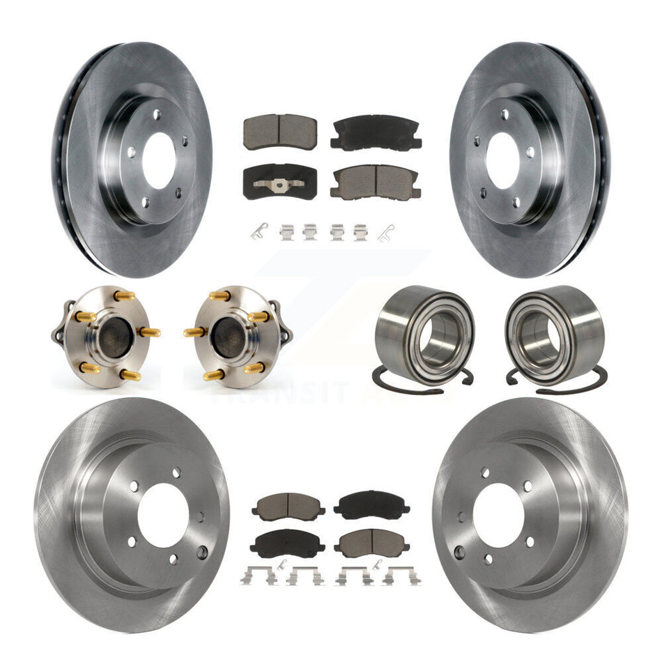Front Rear Wheel Hub Bearings Assembly Disc Brake Rotors And Ceramic Pads Kit (10Pc) For Mitsubishi Lancer Outlander Sport KBB-117123