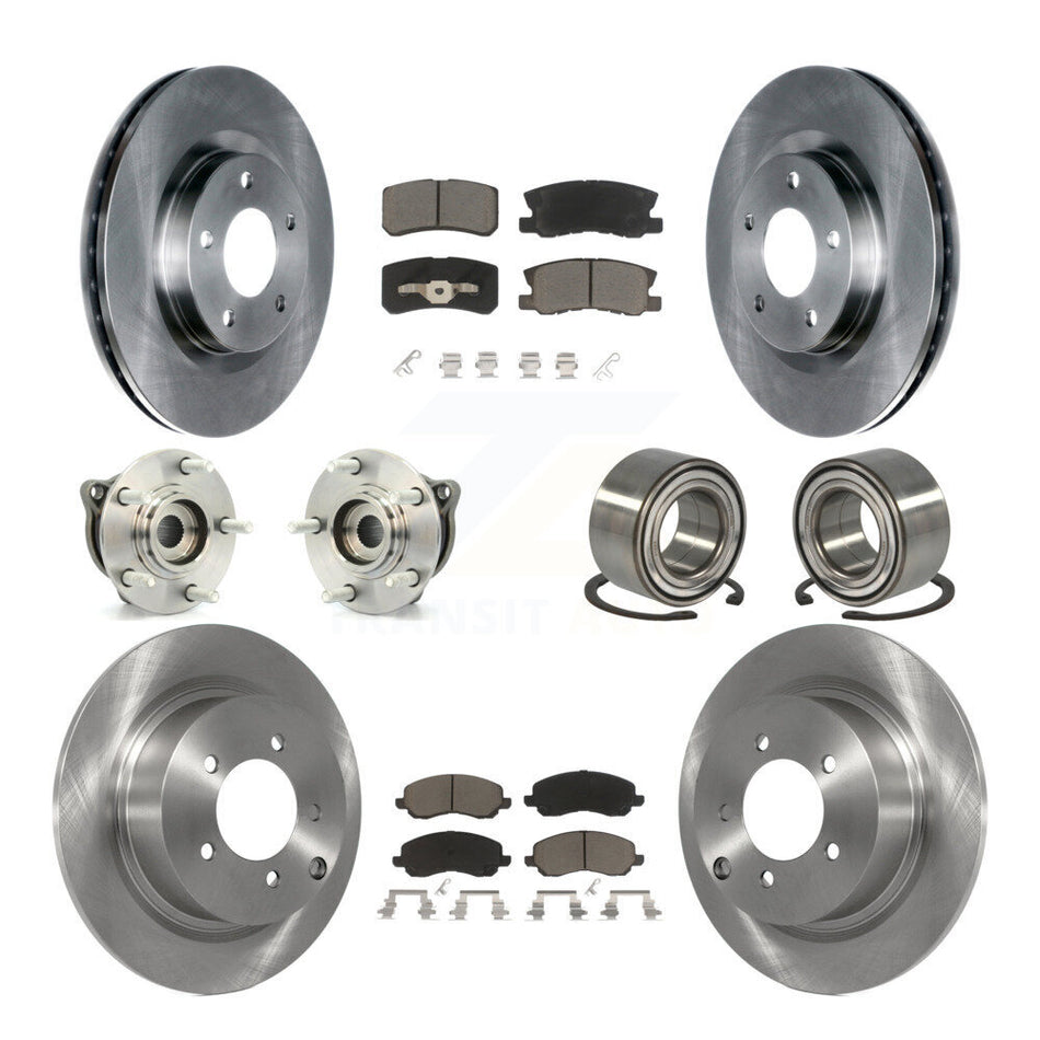 Front Rear Wheel Hub Bearings Assembly Disc Brake Rotors And Ceramic Pads Kit (10Pc) For Mitsubishi Outlander Sport KBB-117125
