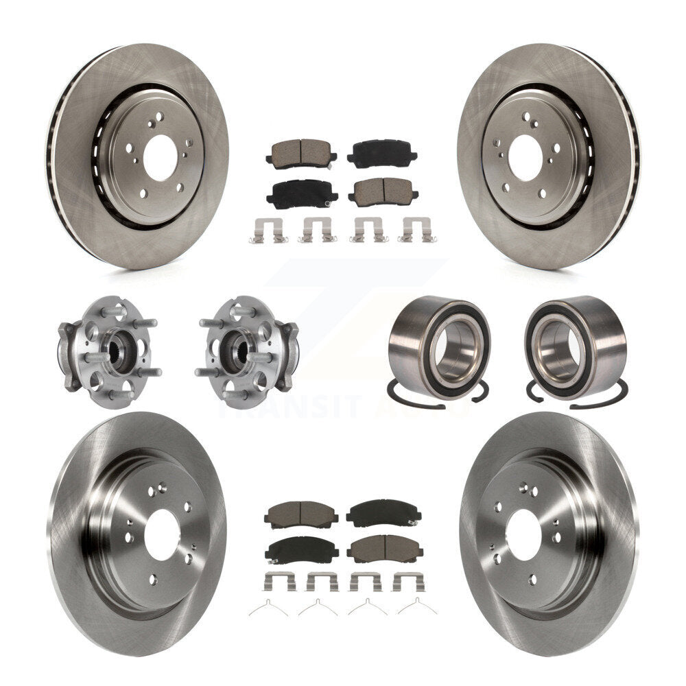 Front Rear Hub Bearings Disc Brake Rotors And Pads Kit (10Pc) For 2015-2020 Acura TLX AWD KBB-117132