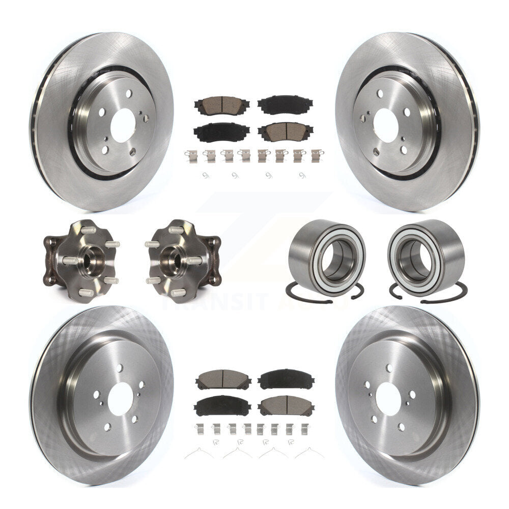 Front Rear Wheel Hub Bearing Disc Brake Rotor And Pad Kit (10Pc) For 2016 Lexus RX350 AWD KBB-117147