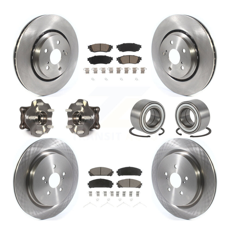 Front Rear Wheel Hub Bearing Disc Brake Rotor And Pad Kit (10Pc) For 2016 Lexus RX350 AWD KBB-117147