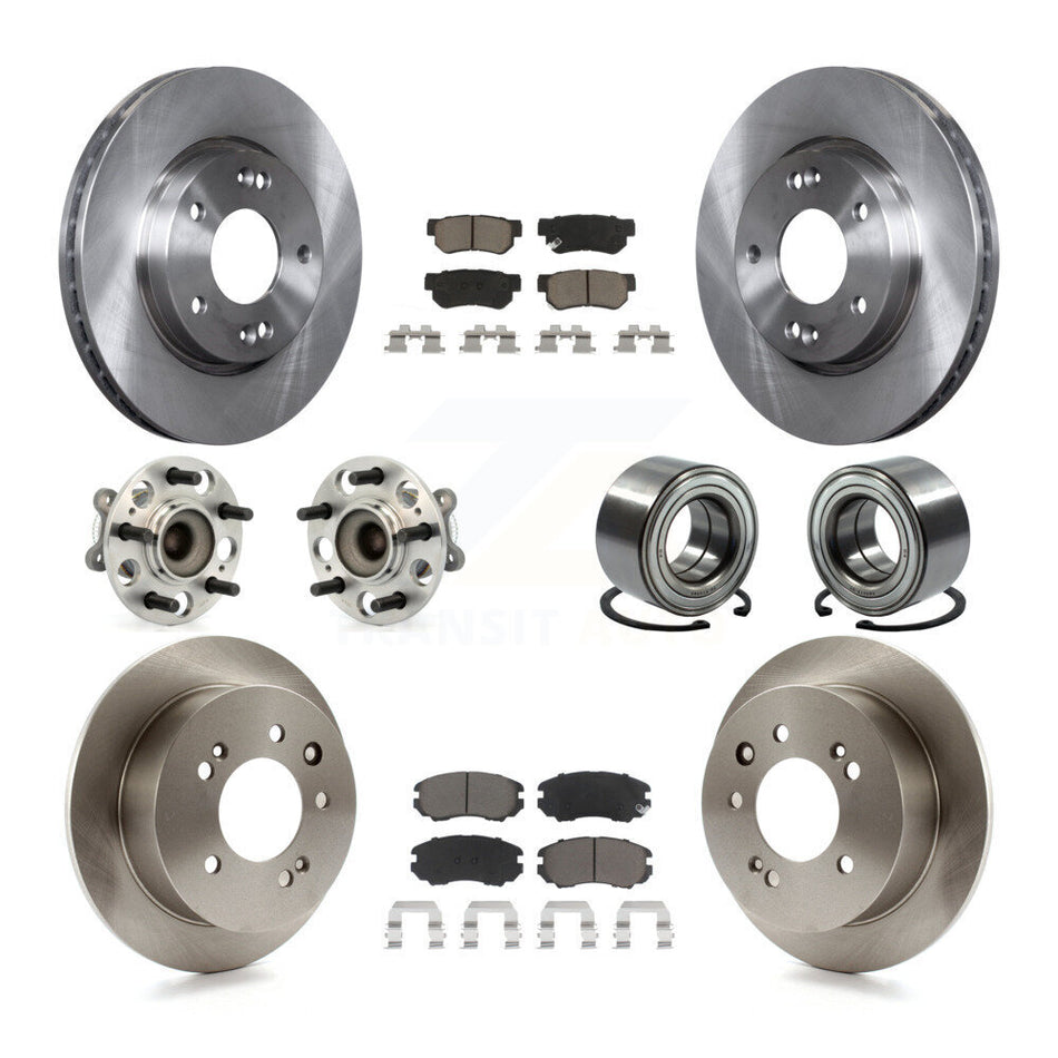 Front Rear Wheel Hub Bearings Assembly Disc Brake Rotors And Ceramic Pads Kit (10Pc) For Hyundai Elantra KBB-117152