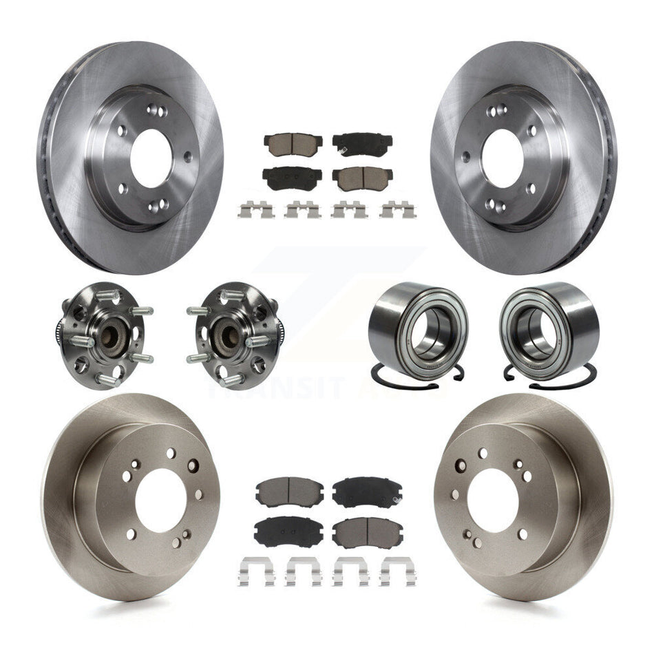 Front Rear Wheel Hub Bearings Assembly Disc Brake Rotors And Ceramic Pads Kit (10Pc) For Hyundai Elantra KBB-117153