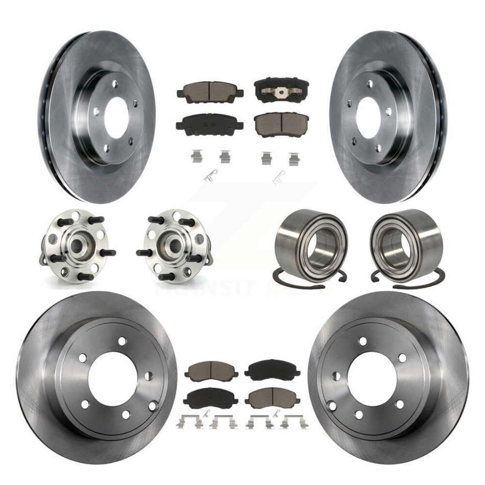 Front Rear Wheel Hub Bearings Assembly Disc Brake Rotors And Ceramic Pads Kit (10Pc) For Jeep Patriot Compass Dodge Caliber KBB-117167