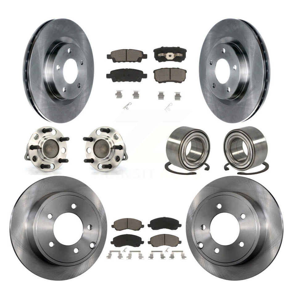 Front Rear Wheel Hub Bearings Assembly Disc Brake Rotors And Ceramic Pads Kit (10Pc) For Jeep Patriot Compass Dodge Caliber KBB-117168