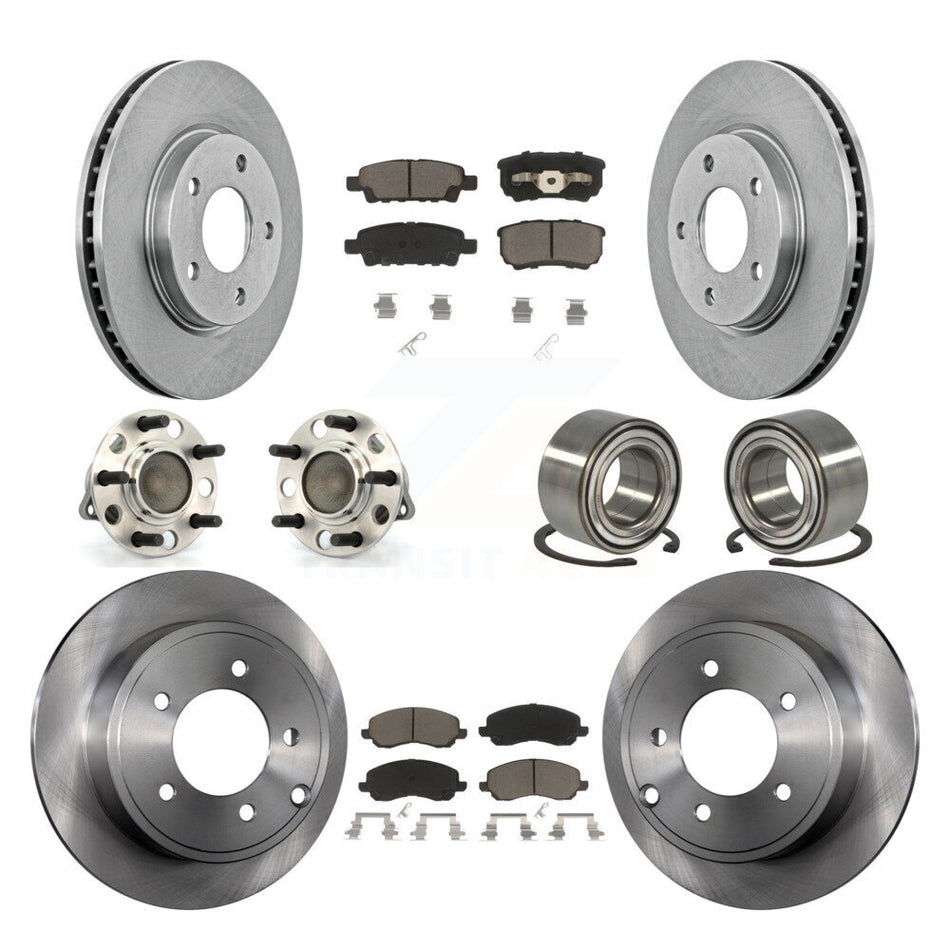 Front Rear Wheel Hub Bearings Assembly Disc Brake Rotors And Ceramic Pads Kit (10Pc) For Dodge Caliber KBB-117169