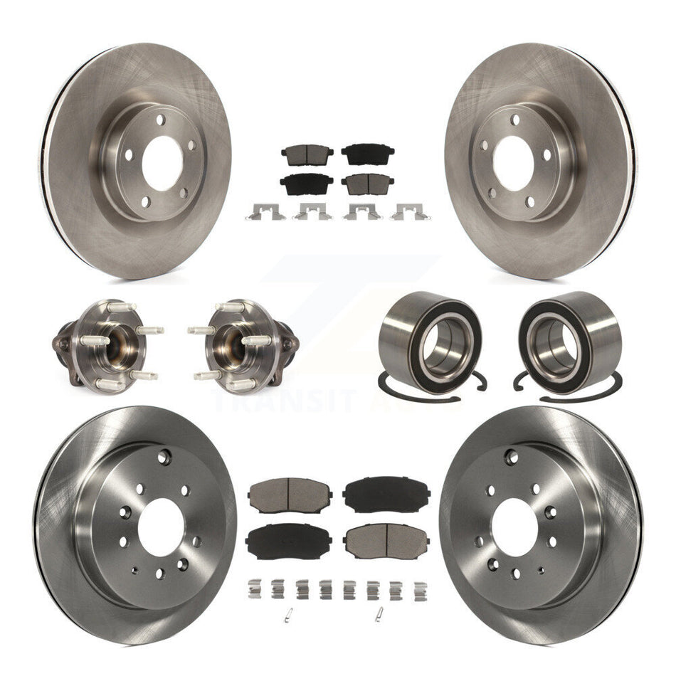 Front Rear Wheel Hub Bearings Assembly Disc Brake Rotors And Ceramic Pads Kit (10Pc) For 2010-2010 Ford Edge Lincoln MKX FWD KBB-117174