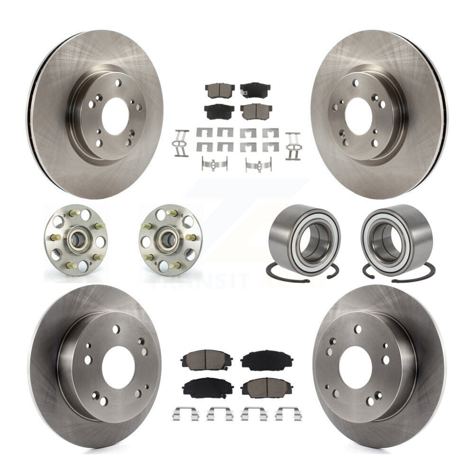 Front Rear Wheel Hub Bearings Assembly Disc Brake Rotors And Ceramic Pads Kit (10Pc) For 2002-2006 Acura RSX Type-S KBB-117175