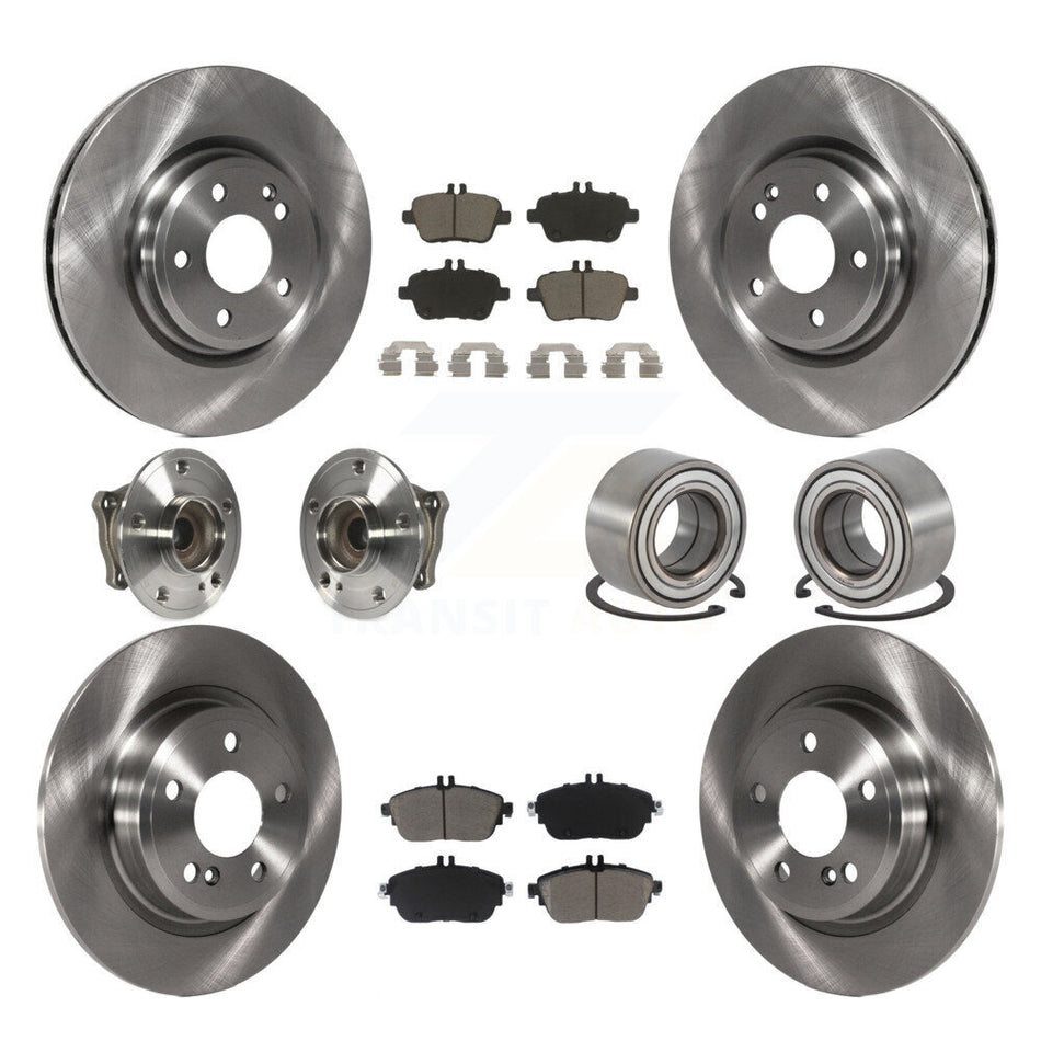 Front Rear Wheel Hub Bearings Assembly Disc Brake Rotors And Ceramic Pads Kit (10Pc) For Mercedes-Benz GLA250 CLA250 KBB-117180
