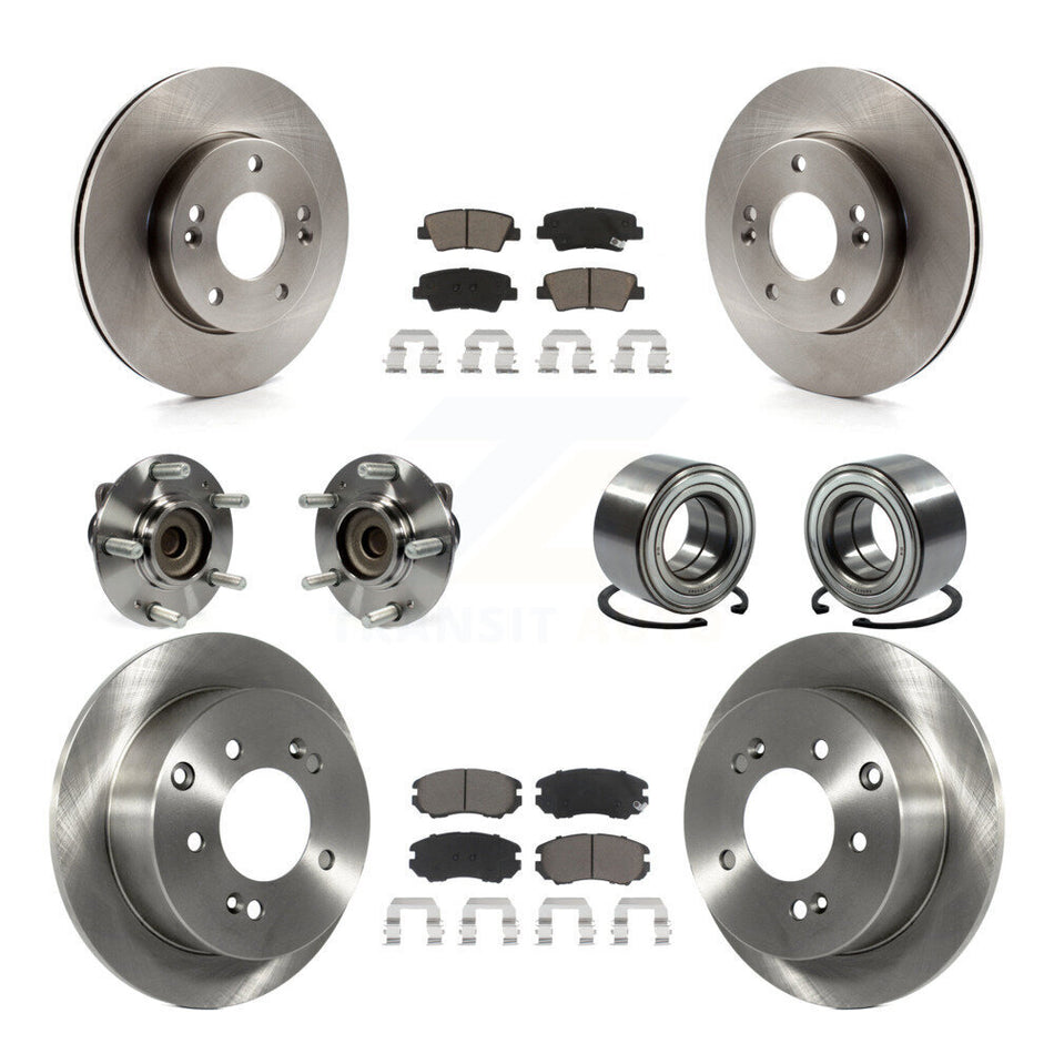 Front Rear Wheel Hub Bearings Assembly Disc Brake Rotors And Ceramic Pads Kit (10Pc) For Kia Soul KBB-117184